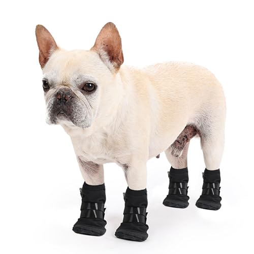 4PCS Dog Paw Protector,Dog Paw Wound Recovery Boot with Adjustable Sticker Shoes,Antislip Dogs Feet Covers for Outdoor Walking & Keep Dogs from Licking Wounds