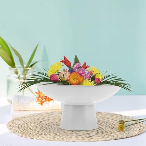 Vase à fleurs céramique blanche sur pied avec support de fixation stable - 7