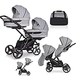 Lux4Kids Zwillingskinderwagen Set Geschwisterkinderwagen 2ofUS by Pearl 01 4in1 Autositz +Isofix