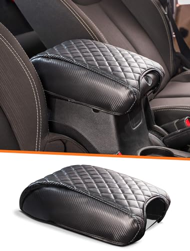 Savadicar Center Console Cover Compatible with 2011-2018 Jeep Wrangler JK JKU, Armrest Protector Pad for Enhanced Protection and Comfort, Interior Accessories, Carbon Fiber