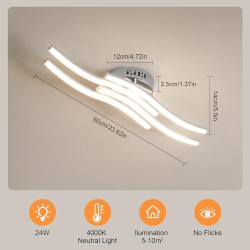 Osairous Plafoniera LED Soffitto, 24W 2300LM