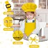 Kids Apron and Chef Hat Set Adjustable Chef Art Apron with 2 Pockets Toddler Chef Hat and Apron for Cooking Baking Painting (Yellow), Small