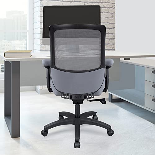 Boliss Big And Tall Ergonomic Office Mesh Computer Executive Desk Chair With Wide Thick Seat,Lumbar Support And Tilt 400Lbs-Grey #TOP1