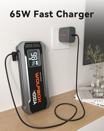 Image of Wolfbox 65W Type-C PD Charge Compatible with Wolfbox Brand Jump Starter, Fast Charging, Universal Compatibility