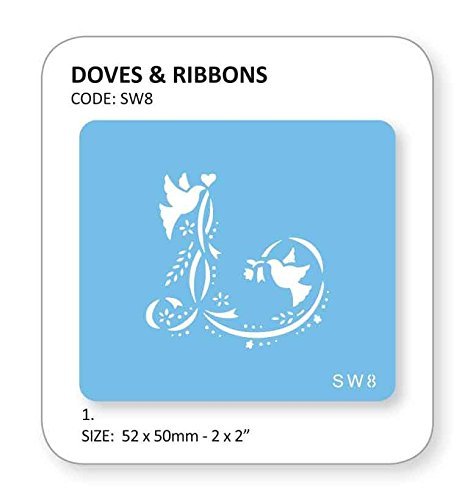 Pme Jem Doves & Ribbons Stencil, Blue #TOP1