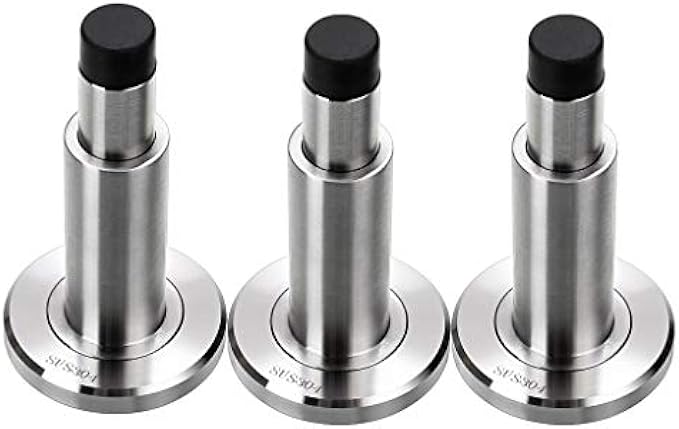 Sumnacon 3 Pcs Sturdy Adjustable Door Stoppers - Stainless Steel Modern Door Stops with Rubber Buffer, Wall Mounted Metal Doorstops with Hardware for Home Office, Silver