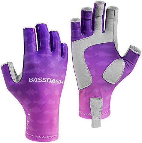 BASSDASH ALTIMATE UPF 50+ Women’s Fishing Gloves UV Sun Protection Fingerless Gloves for Kayaking Paddling Hiking Cycling Driving Shooting Training