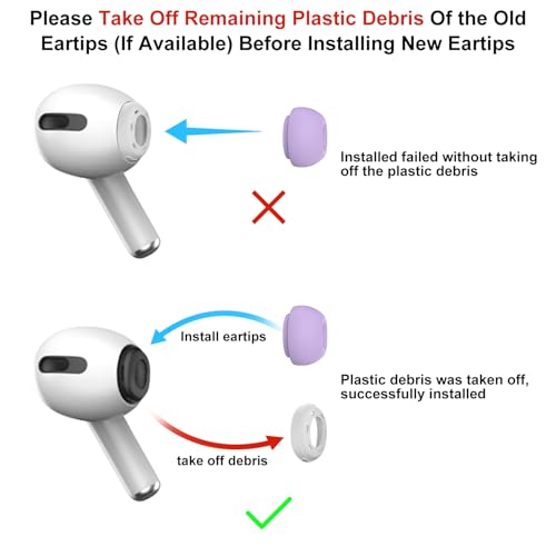 Image of 3 Pairs Replacement Ear Tips for AirPods Pro and 2nd Generation with Noise Reduction Hole, Silicone Ear Tips for AirPods Pro with Portable Storage Box and Fits in Charging Case (S /M /L, Lavender)