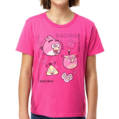 ANGRY BIRDS Official Bird Word Valentine's Day Printed Short Sleeve 100% Cotton Pink T-Shirt for Girls, Boys, Unisex2