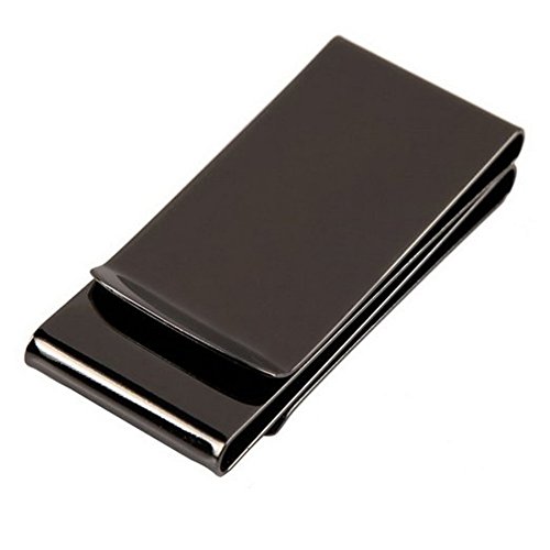 HONB Money Clip Wallet Credit Card Holder Slim Stainless Steel Aluminum Credit Card Wallet Cash Clip (Stainless Steel, Black Double sided)