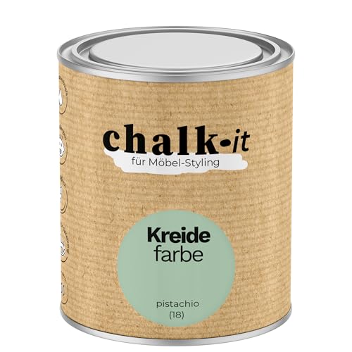 chalk-it Kreidefarbe 750ml (18) Pistachio Möbel Farbe Shabby Chic Holzlack Natur Vintage Look Möbellack Erfüllt EN71-3 Sicher Kindermöbel Spielzeuge