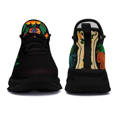 Women's Mexican Flower Running Shoes Vintage Floral Print Athletic Cushion Non Slip Sports Walking Sneaker Gym Tennis Shoes Mother's Gift3