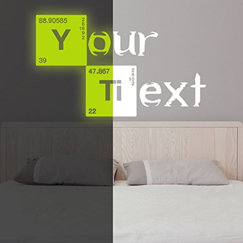 (120x 68cm) Individuelle Glowing Vinyl Wand Text in Breaking Bad Stil/Glow in Dark Namen die cut Aufkleber/Leuchtziffern Wandbild + Gratis Aufkleber Geschenk macht.