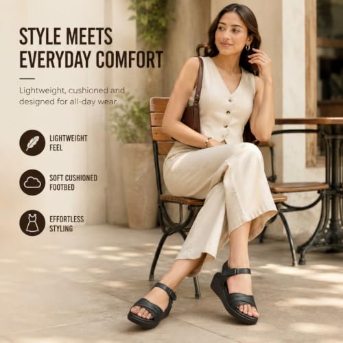 Image of TRASE Stylish Wedges Heels Sandals For Women, Comfortable Heel, Ankle Straps
