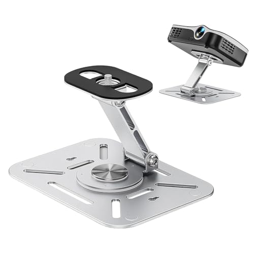 Helweet Desktop Projektorhalterung, Beamer Ständer, Beamer Halterung, Projektor Deckenhalterung, Projektor Halterung, 360° Drehbare Faltbarer Projektorständer für Heimkino, Büro Klassenzimmer