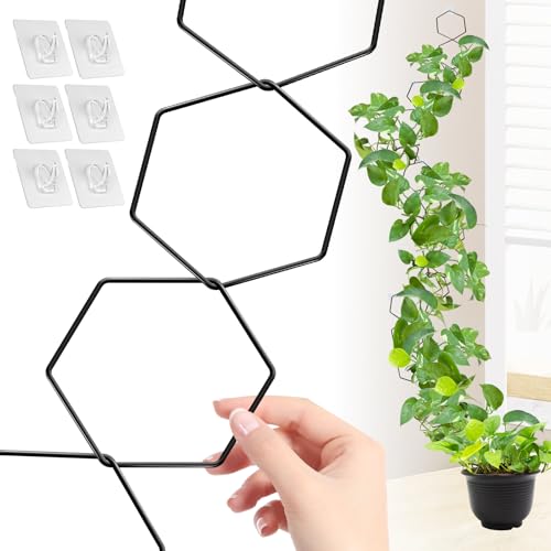 UNOONE Plant Trellis for Climbing Plants Indoor - Black Steel Sturdy and Durable Trellis for Monstera, Pothos, Ivy, and More | Indoor Plant Support and Garden Wall Trellis