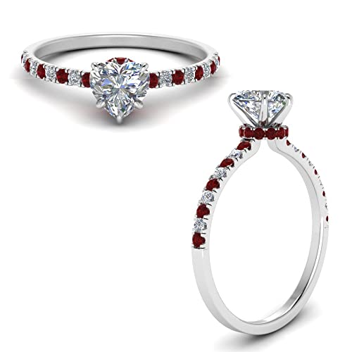 Image of Choose Your Gemstone Hidden Halo Petite Diamond CZ Ring Sterling Silver Heart Shape Halo Engagement Rings Everyday Jewelry Wedding Jewelry Handmade Gifts for Wife US Size 4 to 12