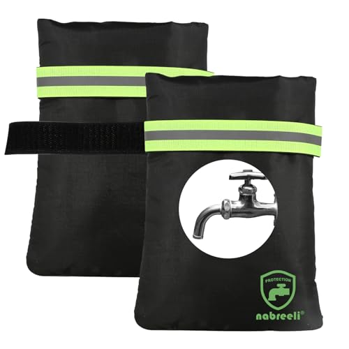 2Pack Outdoor Faucet Covers for Winter Freeze Protection, 8.5″x5.9″x1.9″ Thicker Hose Bib Insulation Cover Waterproof & Frost Free Outside Spigot Cover Bags Insulated Covers with Reflective Strips