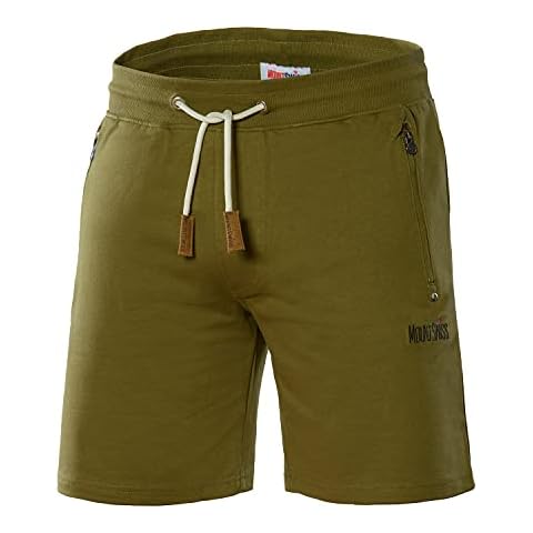 Mount Swiss Liam Men's Short Leisure Trousers I Short Sweatpants Men's with Pockets - 2 Side and 1 Back Pocket Each with Zip I Sports Shorts Men in Classic Colours, mens, olive, 4XL Cover