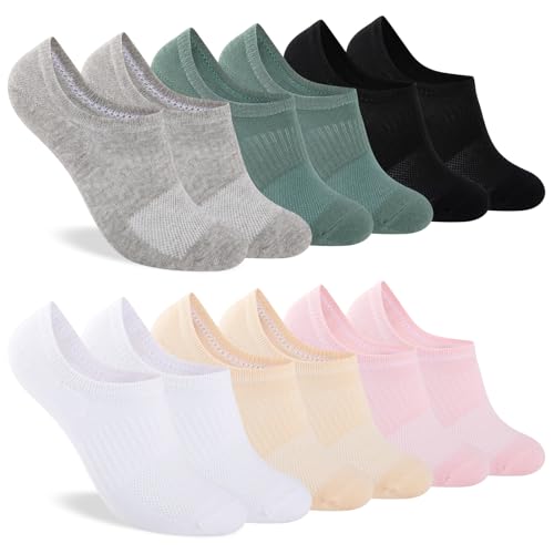 Heatuff Womens No Show Socks, Thin Cotton Invisible Low Cut Socks for Women with Anti-Slip Design 6/8 Pairs
