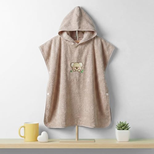 Image of Story@Home Poncho Towel for Kids with Hood | Quick Dry Kids Towel | Soft Lightweight Baby Wrap for Beach 300 GSM 120 X 60CM Pool Towel for Boys & Girls |Kids Towels for Bath- Light Brown -Teddy Bear