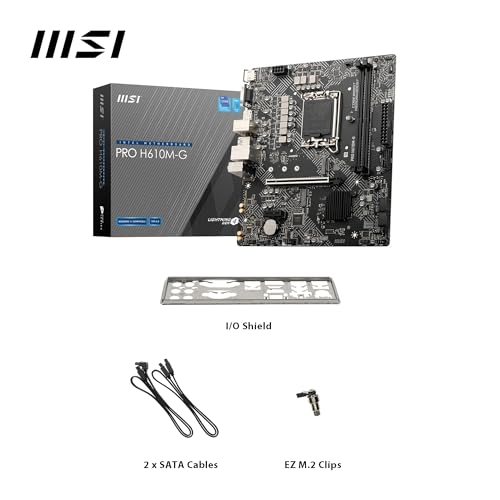Image of MSI PRO H610M-G Motherboard, Micro-ATX - Supports Intel 12th & 13th Gen Core Processors, LGA 1700 - DDR5 Memory Boost 4800MHz /MAX, PCIe 4.0 x16 Slot, M.2 Gen3 Slot
