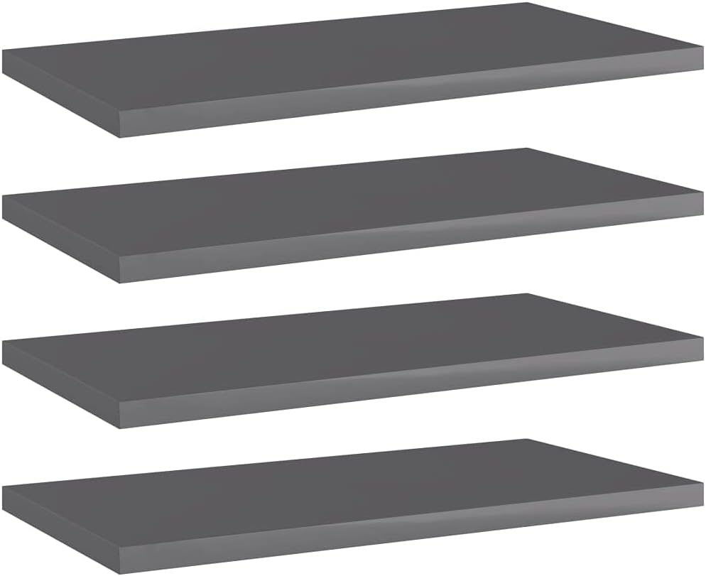 Bookshelf Boards 4 pcs,No hardware for installation,Floating Shelf Wall Mounted Replacement,Wall Shelf Display Wall Storage Shelf,Partition,Replace plank,High Gloss Gray 15.7"x7.9"x0.6" Chipboard