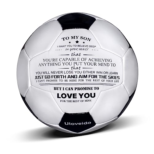 Uloveido Children's Training Recreation Practice Indoor Outdoor Sports Soccer Balls for Boys Teens Kids Football Gift To My Son Y594 Size 5