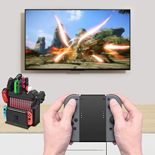 Charging Dock for Nintendo Switch Joy-Cons, Pro Controller and Poke Ball Plus Controller, Multifunctional Storage Rack Stand Kit for Nintendo Switch and Switch Accessories