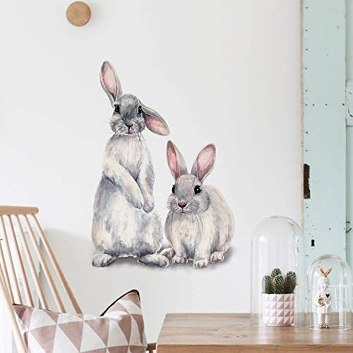 Amoda Cartoon Lovely Cute Two Bunnies Rabbits Animal 3D Vinyl Wall Stickers Waterproof Removable Murals For Kids Room Bedroom Playroom Living Room #TOP4