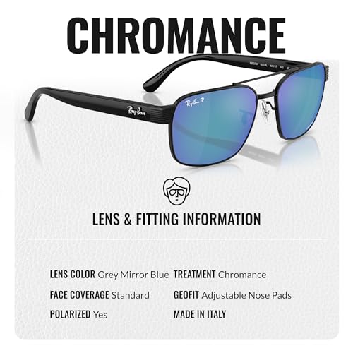 Image of Ray-Ban RB3751CH CHROMANCE POLARIZED Square-Round Shape Sunglasses for Men & Women with Official Eyewear Kit
