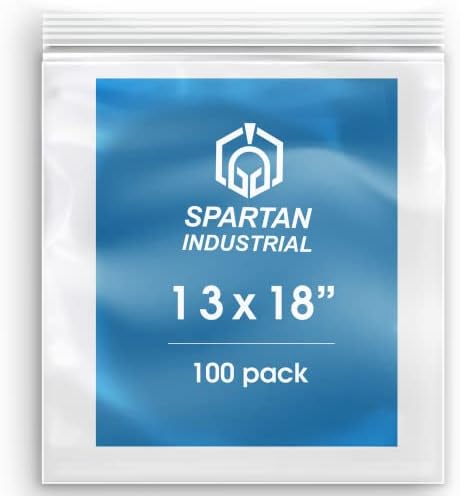 SPARTAN INDUSTRIAL - 13inch X 18inch (100 Count) 2 Mil Clear Reclosable Zip Plastic Poly Bags with Resealable Lock Seal Zipper