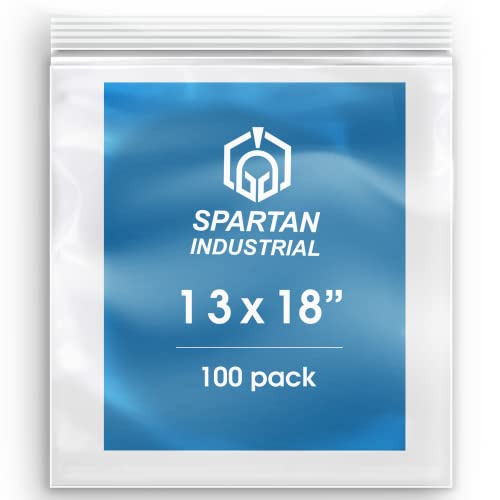 Spartan Industrial - 13Inch X 18Inch (100 Count) 2 Mil Clear Reclosable Zip Plastic Poly Bags With Resealable Lock Seal Zipper #TOP30