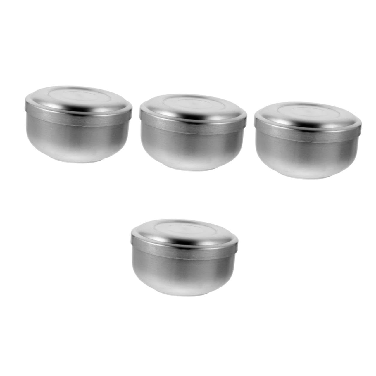 NOLITOY 4piezas Tazón De Afeitar Inoxidable Con Tapa Para Jabón De Afeitar Práctico y Duradero Para Hombres Casa o Barbería Plateado
