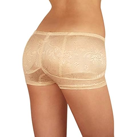 Sodacoda Women's Shapewear - Lowrise Lace Hip and Butt Enhancer Push-Up Panties (Nude, L) Cover