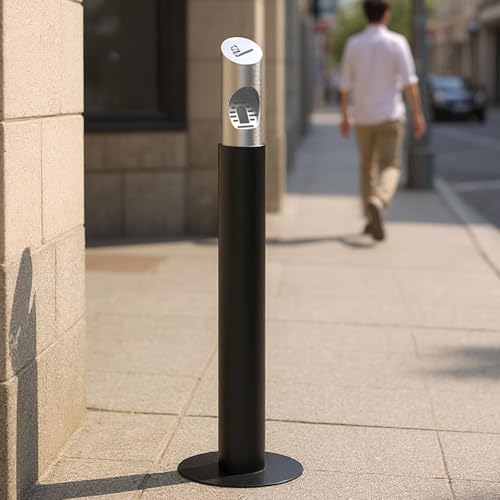 Steel Lockable Trash Can for Secure Waste Disposal in Patios, Gardens, Hotels, Pubs & Offices - Durable Standing Waste Container with Key Lock System