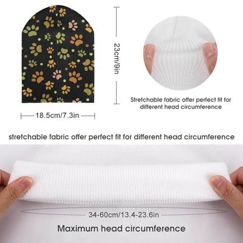 Dog Paw Pattern (2) Kids Beanie Hat for for Girls Boys Children Cap Winter Knitted Chemo Cancer Headwear Accessories Gifts Decoration Black2