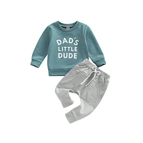 Image of wdehow Toddler Baby Boy 2Pcs Outfits Letters Print Pullover Tops + Drawstring Pants Set Fall Winter Clothes