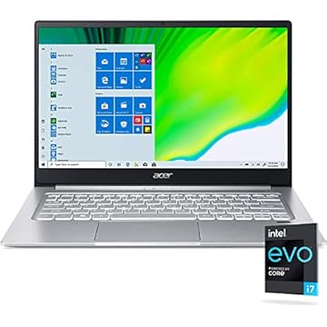 acer Notebook Swift 3 fino e leve, tela FHD de 14 polegadas, processador Intel EVO Core i7-1165G7, 8 GB de RAM, SSD NVMe de 512 GB, Wi-Fi 6, leitor de impressão digital, teclado retroiluminado,