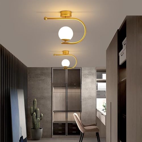 Plafonnier moderne encastré lampe de plafond or et verre - 5