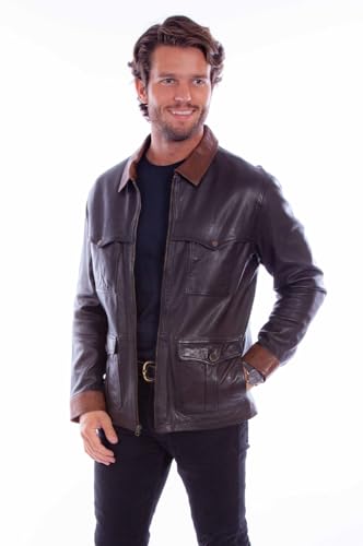 Scully Men's Brown Leather Trench Coat 4X