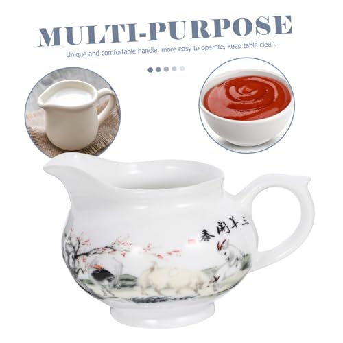 Cabilock Porcelain Gravy Boat Jug with Handle Versatile Ceramic Sauce Pitcher for Dressings Gravy and Sauces for Home and Restaurant Use - immagine 3