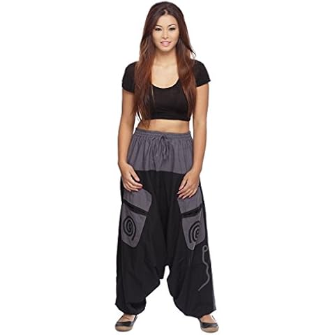 Simandra Haremshose Pumphose Aladinhose Pluderhose Yoga Goa Sarouel Baggy Aladin Freizeithose Damen Cover