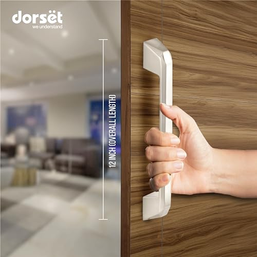 Image of Dorset 12 inch Door Handle for Main Door, Pull Push Door Handle for Wooden & Glass Doors (Satin Nickle Finish) Pair - TES12PSN