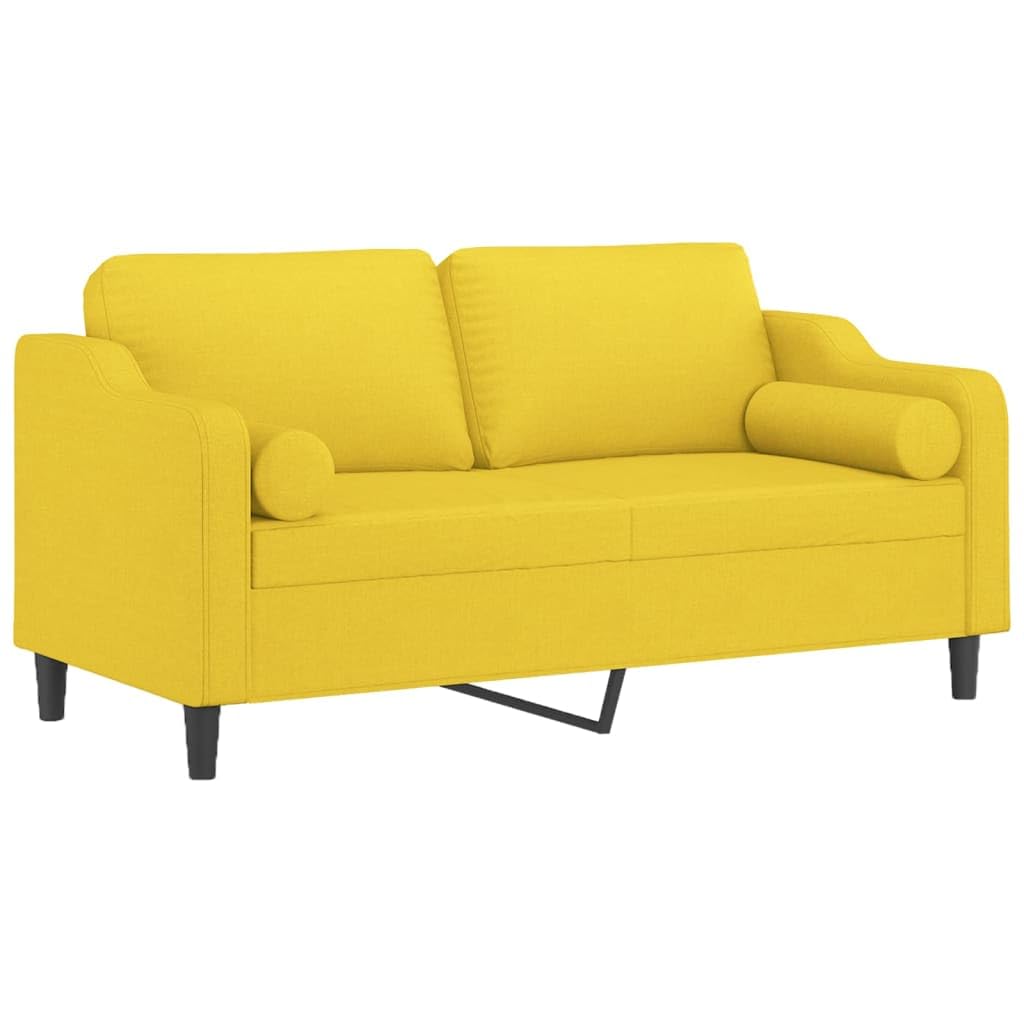 Gecheer Sofás de salón,Sofá Chaise Longue Moderno,Sofás cheslong,Silla Sillón de Asiento - Sofá de 2 plazas con Cojines Tela Amarillo Claro 140 cm