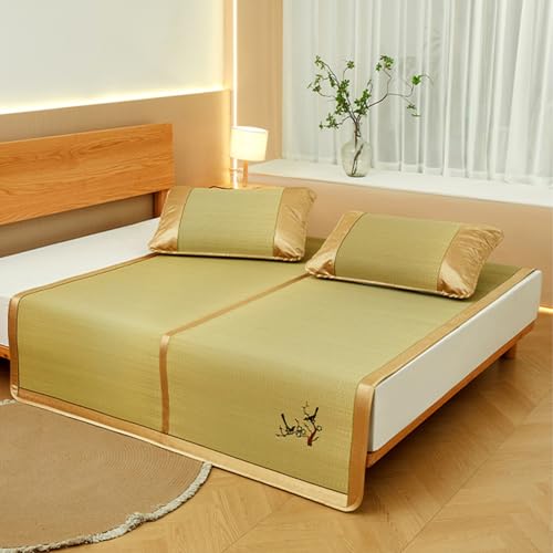 Colchoneta plegable de bambú para dormir de verano, colchón doble para exteriores, ideal para dormitorios y camping, ligero y portátil, para un descanso cómodo