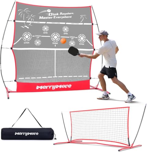 MerryMove Pickleball Practice Rebounder: 2in1 Pickle Ball Equipment for Solo Practice, Rebounder...