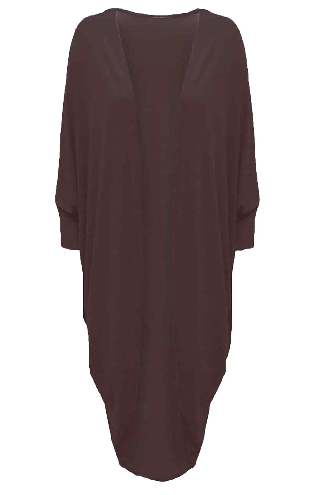 FAIRY BOUTIQUE Womens Long Sleeve Waterfall Kimono Cardigan Ladies Open Front Lightweight Casual Batwing Cardigan Chocolate Brown