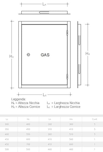 SPORTELLO CONTATORE GAS ZINCATO VARIE MISURE