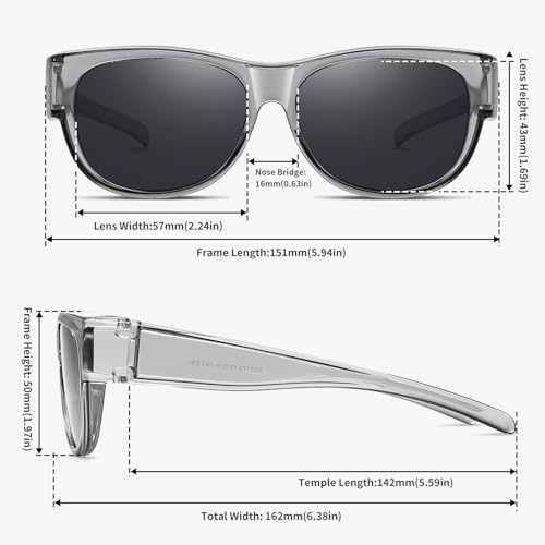 Image of GEGURI Polarized Sunglasses Fit Over Glasses for Men Women, Oversized Square Sun Glasses UV400 Protection Shades